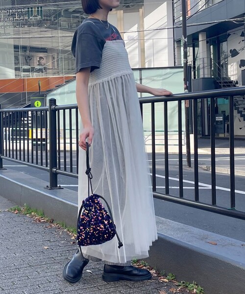 fredy emue(フレディエミュ)の「チュールレイヤードキャミワンピース(ワンピース・レディース・ブラック/アイボリー・38)」の10枚目の写真