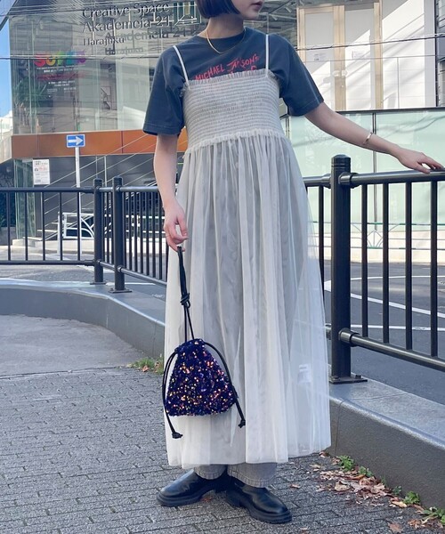 fredy emue(フレディエミュ)の「チュールレイヤードキャミワンピース(ワンピース・レディース・ブラック/アイボリー・38)」の11枚目の写真