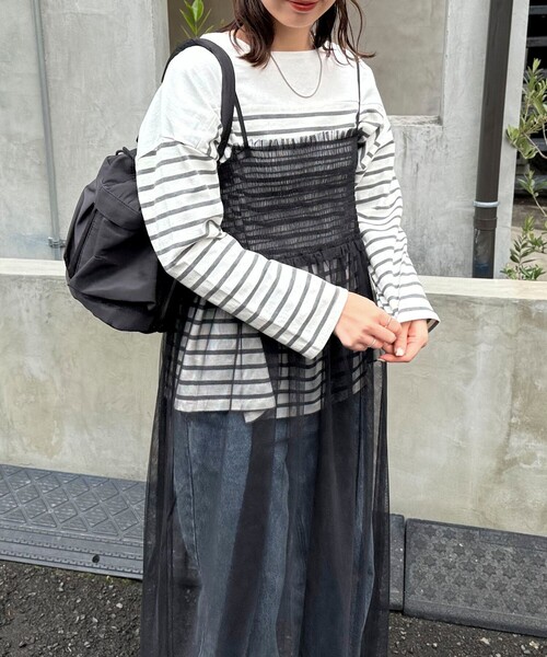 fredy emue(フレディエミュ)の「チュールレイヤードキャミワンピース(ワンピース・レディース・ブラック/アイボリー・38)」の16枚目の写真