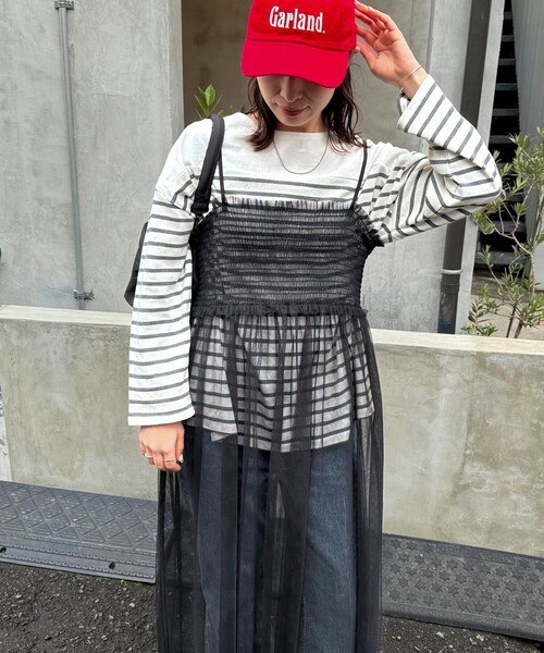 fredy emue(フレディエミュ)の「チュールレイヤードキャミワンピース(ワンピース・レディース・ブラック/アイボリー・38)」の18枚目の写真