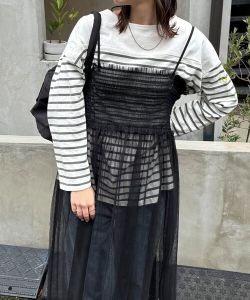 fredy emue(フレディエミュ)の「チュールレイヤードキャミワンピース(ワンピース・レディース・ブラック/アイボリー・38)」の19枚目の写真