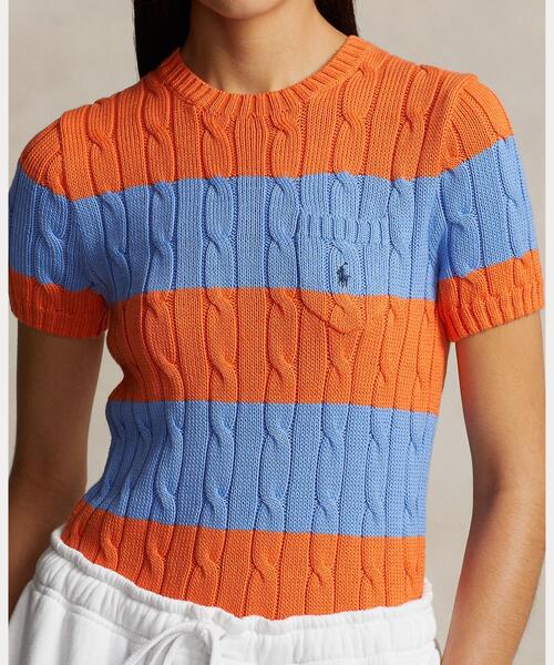 POLO RALPH LAUREN ストライプド ショートスリーブ セーター