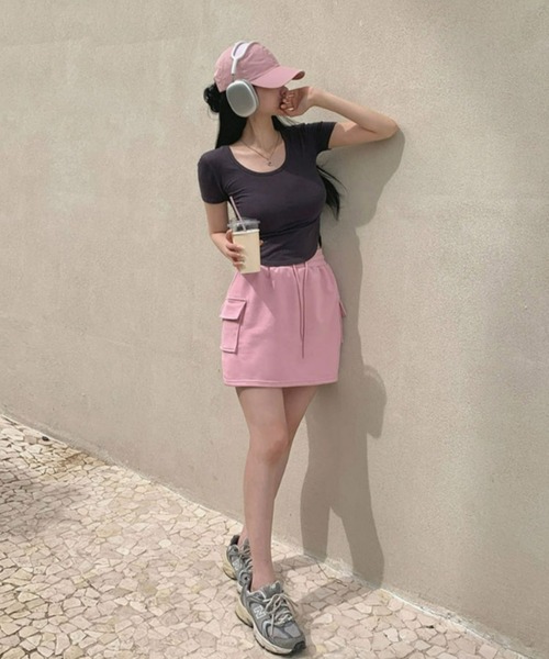 BEIDELLI（ベイデリー）の「[BELLIDE MADE] トレーニングポケットスウェットカーゴミニスカート（スカート・レディース・グレー/ネイビー/カーキ/ピンク・FREE）」の22枚目の写真