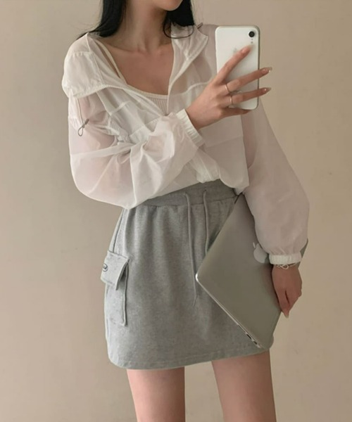 BEIDELLI（ベイデリー）の「[BELLIDE MADE] トレーニングポケットスウェットカーゴミニスカート（スカート・レディース・グレー/ネイビー/カーキ/ピンク・FREE）」の18枚目の写真