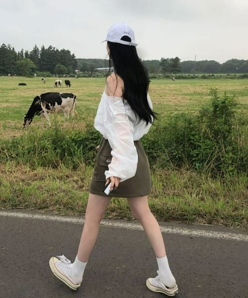 BEIDELLI（ベイデリー）の「[BELLIDE MADE] トレーニングポケットスウェットカーゴミニスカート（スカート・レディース・グレー/ネイビー/カーキ/ピンク・FREE）」の15枚目の写真