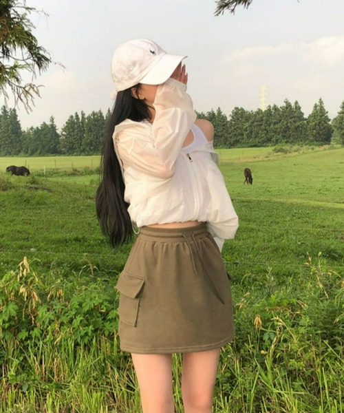 BEIDELLI（ベイデリー）の「[BELLIDE MADE] トレーニングポケットスウェットカーゴミニスカート（スカート・レディース・グレー/ネイビー/カーキ/ピンク・FREE）」の12枚目の写真