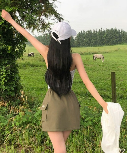 BEIDELLI（ベイデリー）の「[BELLIDE MADE] トレーニングポケットスウェットカーゴミニスカート（スカート・レディース・グレー/ネイビー/カーキ/ピンク・FREE）」の13枚目の写真