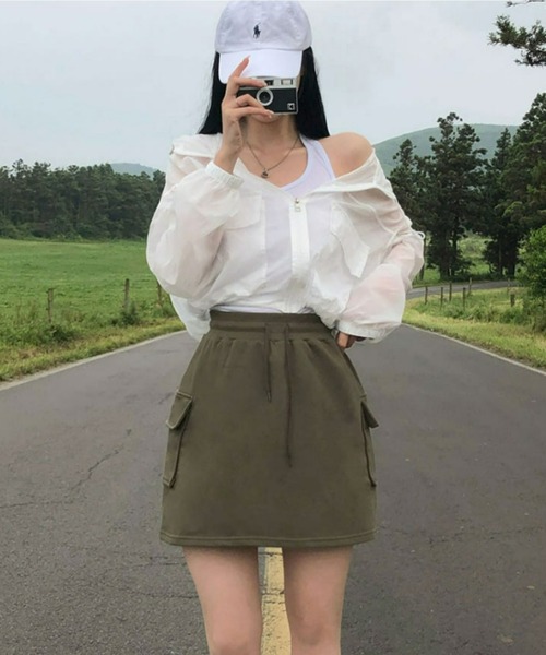 BEIDELLI（ベイデリー）の「[BELLIDE MADE] トレーニングポケットスウェットカーゴミニスカート（スカート・レディース・グレー/ネイビー/カーキ/ピンク・FREE）」の14枚目の写真
