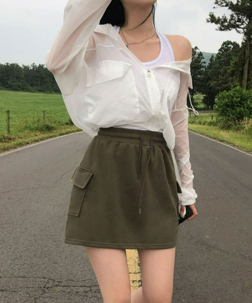 BEIDELLI（ベイデリー）の「[BELLIDE MADE] トレーニングポケットスウェットカーゴミニスカート（スカート・レディース・グレー/ネイビー/カーキ/ピンク・FREE）」の5枚目の写真