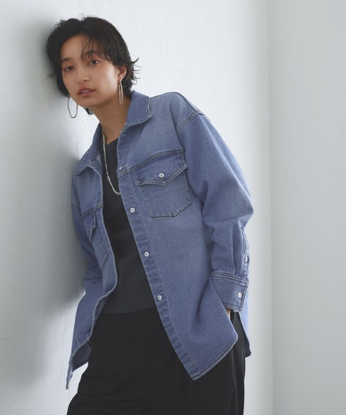 RASW（ラス）の「[RASW]デニムシャツジャケット（デニムジャケット・レディース・ブルー/ダークインディゴブルー/ブルー系その他/ブルー系その他2・M/L）」の22枚目の写真