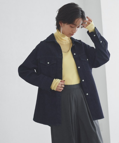 RASW（ラス）の「[RASW]デニムシャツジャケット（デニムジャケット・レディース・ブルー/ダークインディゴブルー/ブルー系その他/ブルー系その他2・M/L）」の12枚目の写真
