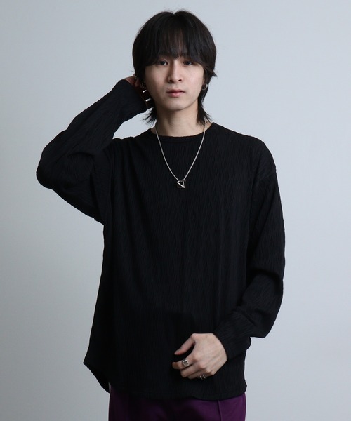 REGIEVO(レジエボ)の「REGIEVO 裾ラウンドロンTネックレス付き(Tシャツ/カットソー・メンズ・ホワイト/ブラック・L/M)」の8枚目の写真