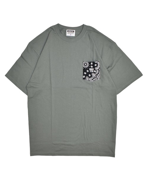 DOUBLE STEAL(ダブルスティール)の「ペイズリー ポケットTシャツ(Tシャツ/カットソー・メンズ・ホワイト/ブラック/ブルーグレー/モスグリーン・X-LARGE/LARGE/MEDIUM/XX-LARGE)」の4枚目の写真