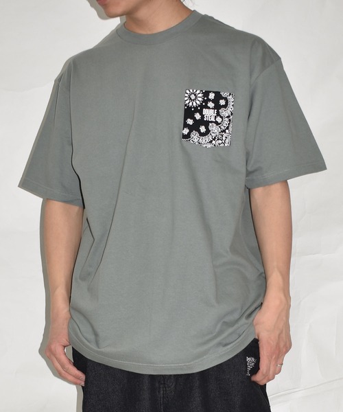 DOUBLE STEAL(ダブルスティール)の「ペイズリー ポケットTシャツ(Tシャツ/カットソー・メンズ・ホワイト/ブラック/ブルーグレー/モスグリーン・X-LARGE/LARGE/MEDIUM/XX-LARGE)」の15枚目の写真
