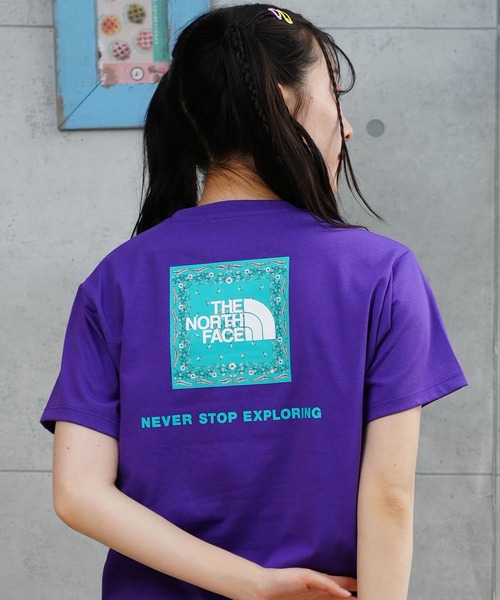 THE NORTH FACE（ザノースフェイス）の「THE NORTH FACE/ザ・ノース・フェイス 半袖 Tシャツ ショートスリーブバンダナスクエアロゴティー NTW32446（Tシャツ/カットソー・レディース・パープル/ホワイト/ブラック/グレイッシュブルー/ローズ/ネイビー/ミックスグレー・S/M/L/XL）」の6枚目の写真