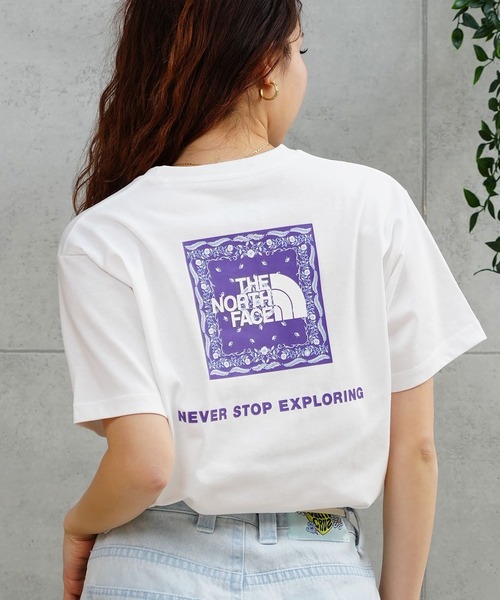 THE NORTH FACE（ザノースフェイス）の「THE NORTH FACE/ザ・ノース・フェイス 半袖 Tシャツ ショートスリーブバンダナスクエアロゴティー NTW32446（Tシャツ/カットソー・レディース・パープル/ホワイト/ブラック/グレイッシュブルー/ローズ/ネイビー/ミックスグレー・S/M/L/XL）」の15枚目の写真