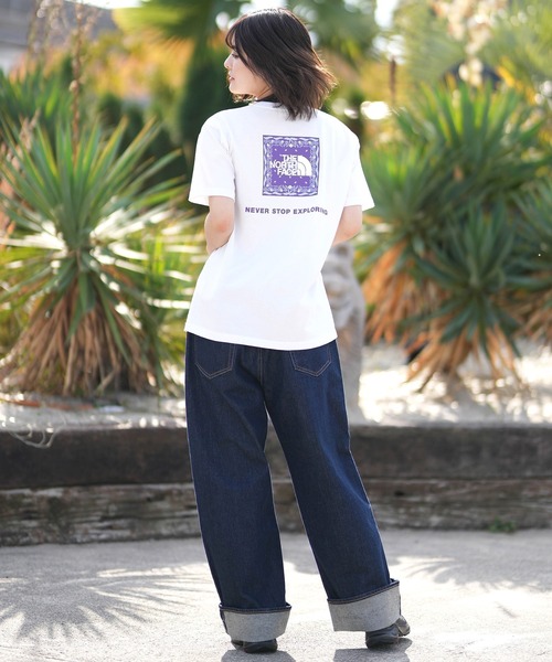 THE NORTH FACE（ザノースフェイス）の「THE NORTH FACE/ザ・ノース・フェイス 半袖 Tシャツ ショートスリーブバンダナスクエアロゴティー NTW32446（Tシャツ/カットソー・レディース・パープル/ホワイト/ブラック/グレイッシュブルー/ローズ/ネイビー/ミックスグレー・S/M/L/XL）」の13枚目の写真