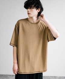 オーバーサイズ配色ステッチスムースTシャツ