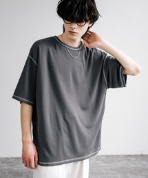 オーバーサイズ配色ステッチスムースTシャツ