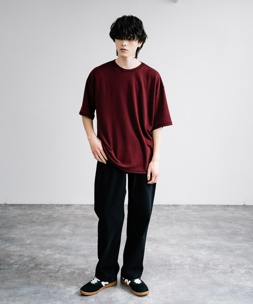 Rocky Monroe(ロッキーモンロー)の「オーバーサイズ配色ステッチスムースTシャツ(Tシャツ/カットソー・メンズ・ベージュ/チャコール/キャメル/ホワイト/ブルーグレー/ブラック/カーキ/ワイン・M/L)」の20枚目の写真