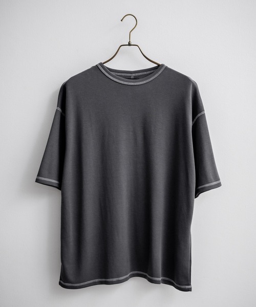 Rocky Monroe(ロッキーモンロー)の「オーバーサイズ配色ステッチスムースTシャツ(Tシャツ/カットソー・メンズ・ベージュ/チャコール/キャメル/ホワイト/ブルーグレー/ブラック/カーキ/ワイン・M/L)」の21枚目の写真