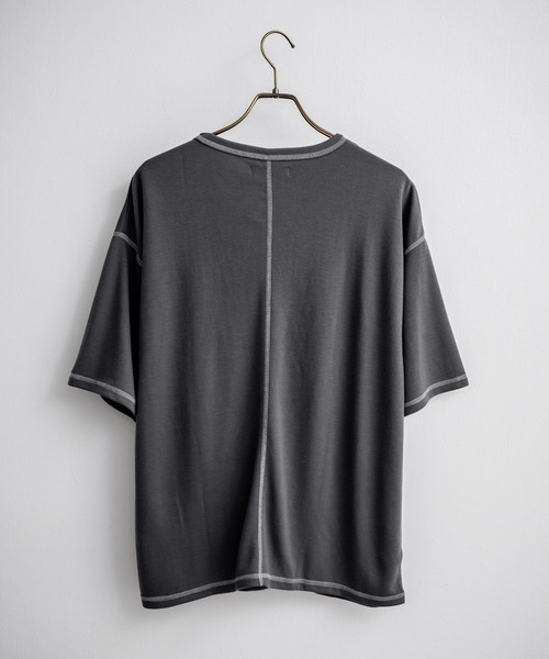 Rocky Monroe(ロッキーモンロー)の「オーバーサイズ配色ステッチスムースTシャツ(Tシャツ/カットソー・メンズ・ベージュ/チャコール/キャメル/ホワイト/ブルーグレー/ブラック/カーキ/ワイン・M/L)」の22枚目の写真