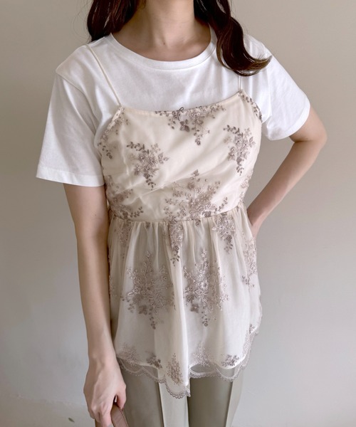 mysty woman（ミスティウーマン）の「刺繍ロゴTシャツ　111662（Tシャツ/カットソー・レディース・オフホワイト/チャコールグレー/ベージュ・FREE）」の22枚目の写真