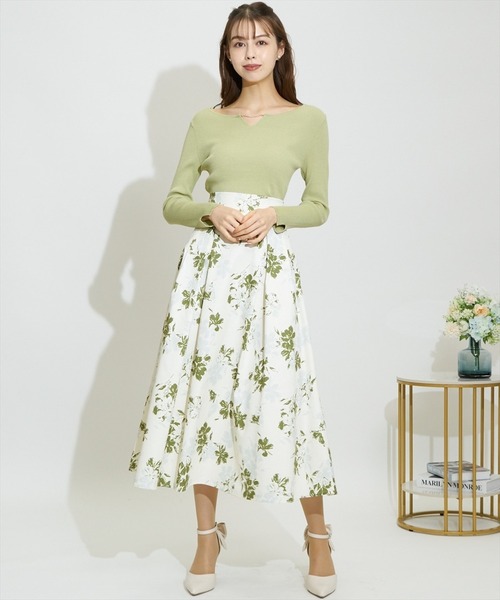 SWINGLE（スウィングル）の「シャドーフラワータックフレアスカート（スカート・レディース・ブラック系その他/グリーン系その他/ベージュ系その他2・SMALL/MEDIUM）」の10枚目の写真