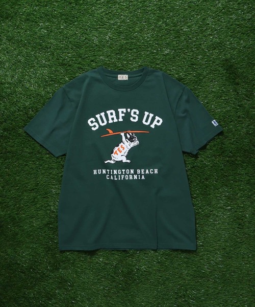 The Endless Summer（エンドレスサマー）の「TES SURF'S UP COLLEGE T-SHIRT / Tシャツ（Tシャツ/カットソー・メンズ・ブラック/ダークグリーン/ネイビー/ホワイト・SMALL/MEDIUM/LARGE/X-LARGE）」の3枚目の写真
