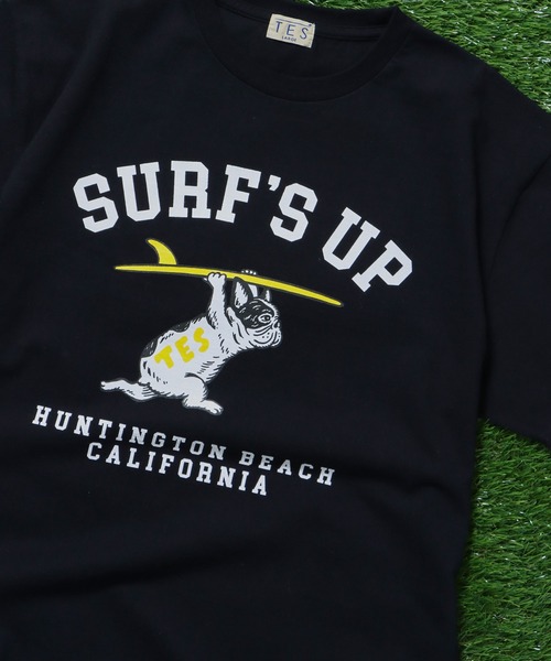 The Endless Summer（エンドレスサマー）の「TES SURF'S UP COLLEGE T-SHIRT / Tシャツ（Tシャツ/カットソー・メンズ・ブラック/ダークグリーン/ネイビー/ホワイト・SMALL/MEDIUM/LARGE/X-LARGE）」の6枚目の写真