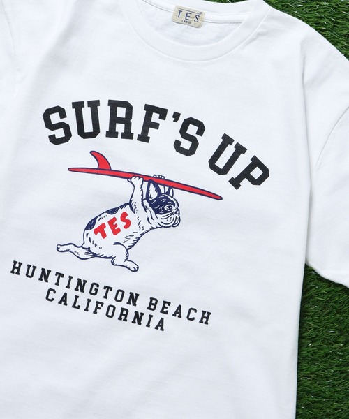 The Endless Summer（エンドレスサマー）の「TES SURF'S UP COLLEGE T-SHIRT / Tシャツ（Tシャツ/カットソー・メンズ・ブラック/ダークグリーン/ネイビー/ホワイト・SMALL/MEDIUM/LARGE/X-LARGE）」の7枚目の写真