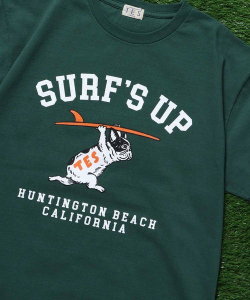 The Endless Summer（エンドレスサマー）の「TES SURF'S UP COLLEGE T-SHIRT / Tシャツ（Tシャツ/カットソー・メンズ・ブラック/ダークグリーン/ネイビー/ホワイト・SMALL/MEDIUM/LARGE/X-LARGE）」の8枚目の写真