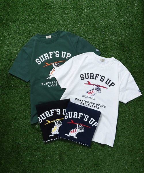 The Endless Summer（エンドレスサマー）の「TES SURF'S UP COLLEGE T-SHIRT / Tシャツ（Tシャツ/カットソー・メンズ・ブラック/ダークグリーン/ネイビー/ホワイト・SMALL/MEDIUM/LARGE/X-LARGE）」の10枚目の写真