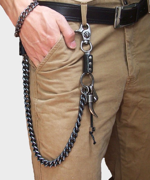 florist(フローリスト)の「スカルデザイン×カウレザーウォレットチェーン(ウォレットチェーン・メンズ・ブラック系2/ブラック系1・ONESIZE)」の2枚目の写真