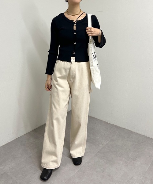 SHENERY（シーナリー）の「2WAYショートニット（ニット/セーター・レディース・ブラック/オフホワイト/ブルー/オレンジ・FREE）」の5枚目の写真