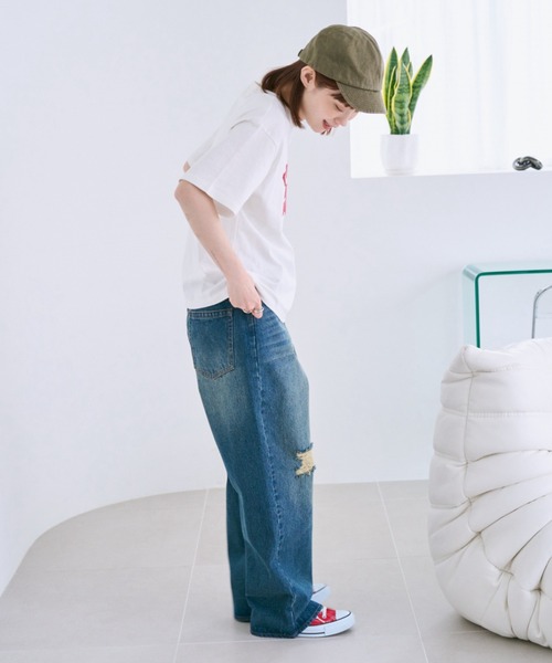 unclip（アンクリップ）の「ワイドデニムパンツ（デニムパンツ・レディース・ネイビー/サックスブルー・LARGE/MEDIUM）」の18枚目の写真