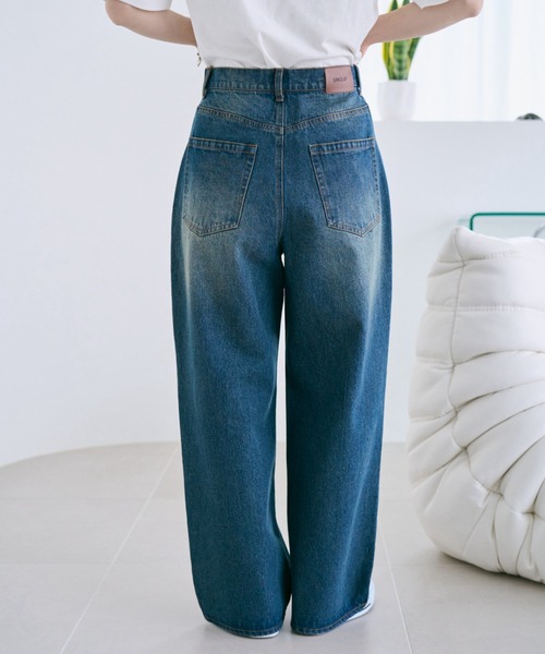unclip（アンクリップ）の「ワイドデニムパンツ（デニムパンツ・レディース・ネイビー/サックスブルー・LARGE/MEDIUM）」の7枚目の写真