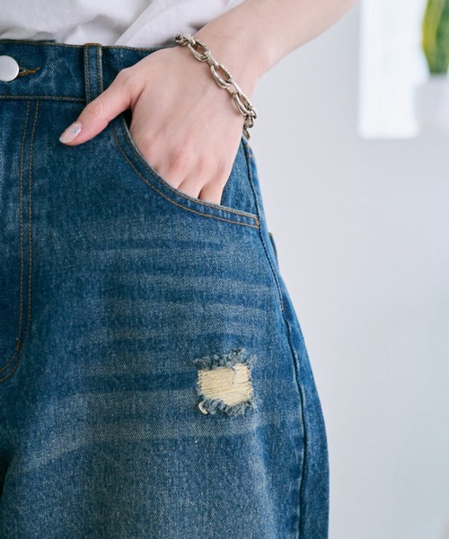 unclip（アンクリップ）の「ワイドデニムパンツ（デニムパンツ・レディース・ネイビー/サックスブルー・LARGE/MEDIUM）」の11枚目の写真