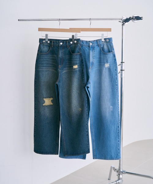 unclip（アンクリップ）の「ワイドデニムパンツ（デニムパンツ・レディース・ネイビー/サックスブルー・LARGE/MEDIUM）」の3枚目の写真
