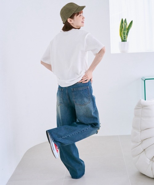 unclip（アンクリップ）の「ワイドデニムパンツ（デニムパンツ・レディース・ネイビー/サックスブルー・LARGE/MEDIUM）」の19枚目の写真