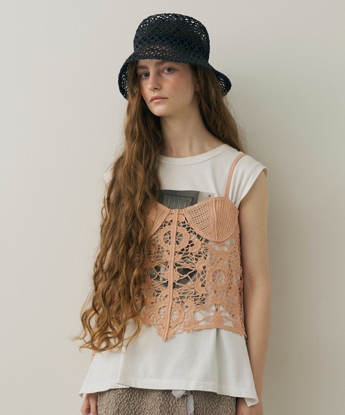 セール】オリジナルクロシェニットキャミソールビスチェ