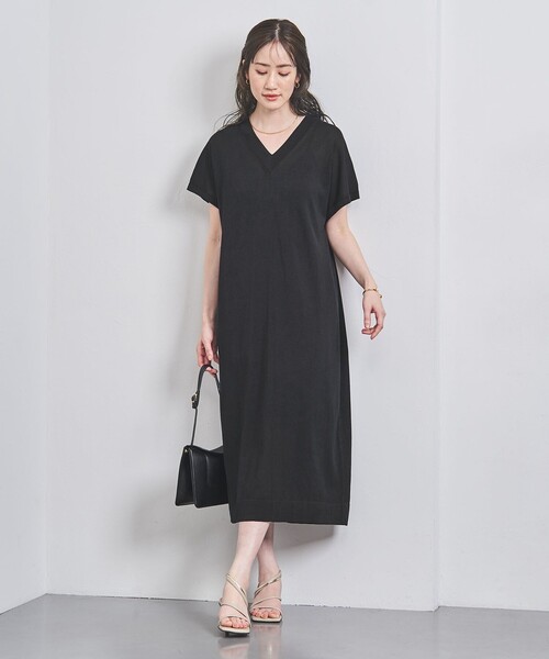UNITED ARROWS(ユナイテッドアローズ)の「ファイン ペーパー カフタン ワンピース(ワンピース・レディース・ブラック/オフホワイト/モカ・FREE)」の10枚目の写真
