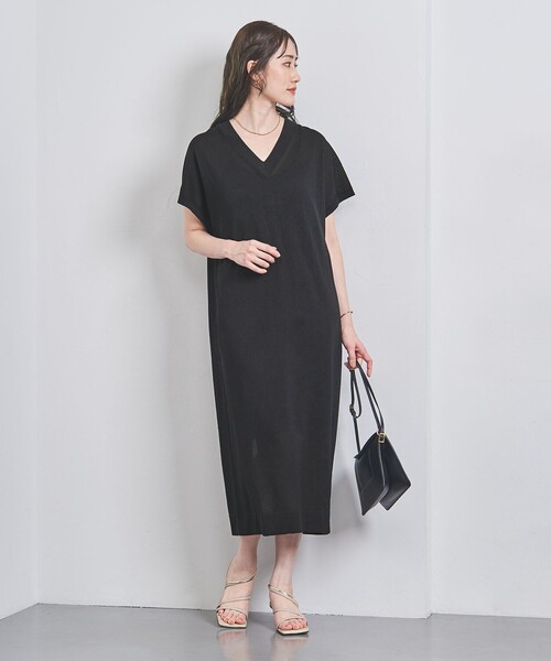 UNITED ARROWS(ユナイテッドアローズ)の「ファイン ペーパー カフタン ワンピース(ワンピース・レディース・ブラック/オフホワイト/モカ・FREE)」の11枚目の写真