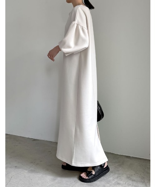 Re:EDIT（リエディ）の「[低身長サイズ有][イージーケア]2WAYダンボールハートネックパフスリーブナローワンピース（ワンピース・レディース・ブラック/アイボリー・SHORT/MEDIUM/LARGE）」の14枚目の写真