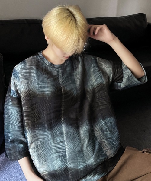 neos(ネオス)の「【FVLMEN】wave emboss border gradation tie dye tee/ウェーブ エンボス ボーダー グラデーション タイダイ T(Tシャツ/カットソー・メンズ・グリーン/ネイビー・X-LARGE/LARGE/MEDIUM)」の10枚目の写真