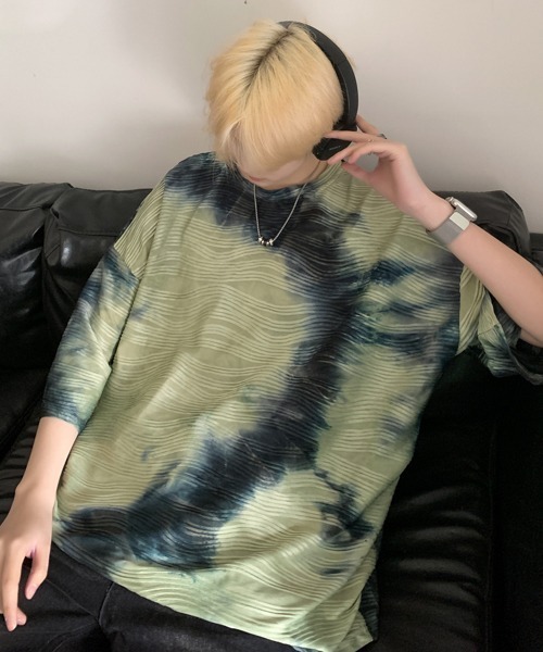 neos(ネオス)の「【FVLMEN】wave emboss border gradation tie dye tee/ウェーブ エンボス ボーダー グラデーション タイダイ T(Tシャツ/カットソー・メンズ・グリーン/ネイビー・X-LARGE/LARGE/MEDIUM)」の22枚目の写真