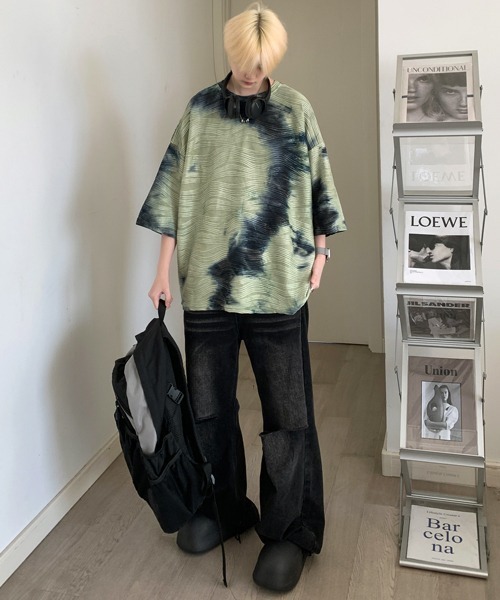 neos(ネオス)の「【FVLMEN】wave emboss border gradation tie dye tee/ウェーブ エンボス ボーダー グラデーション タイダイ T(Tシャツ/カットソー・メンズ・グリーン/ネイビー・X-LARGE/LARGE/MEDIUM)」の5枚目の写真