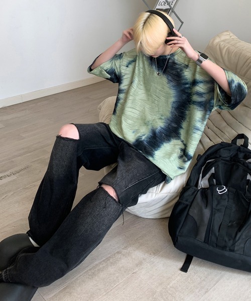 neos(ネオス)の「【FVLMEN】wave emboss border gradation tie dye tee/ウェーブ エンボス ボーダー グラデーション タイダイ T(Tシャツ/カットソー・メンズ・グリーン/ネイビー・X-LARGE/LARGE/MEDIUM)」の4枚目の写真