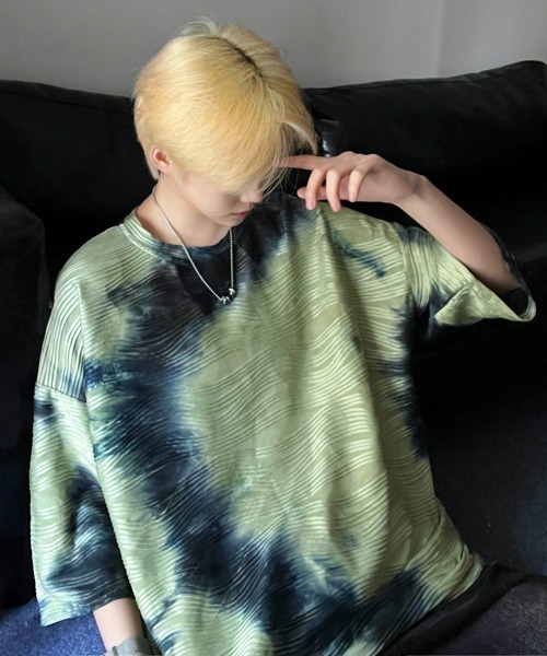 neos(ネオス)の「【FVLMEN】wave emboss border gradation tie dye tee/ウェーブ エンボス ボーダー グラデーション タイダイ T(Tシャツ/カットソー・メンズ・グリーン/ネイビー・X-LARGE/LARGE/MEDIUM)」の13枚目の写真