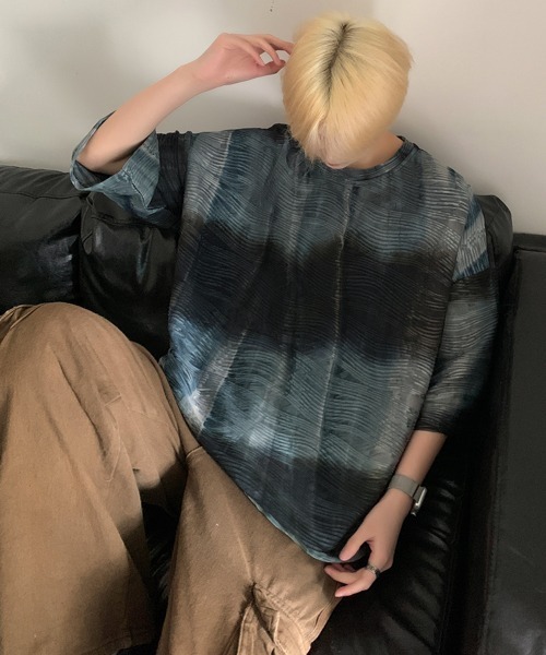 neos(ネオス)の「【FVLMEN】wave emboss border gradation tie dye tee/ウェーブ エンボス ボーダー グラデーション タイダイ T(Tシャツ/カットソー・メンズ・グリーン/ネイビー・X-LARGE/LARGE/MEDIUM)」の6枚目の写真